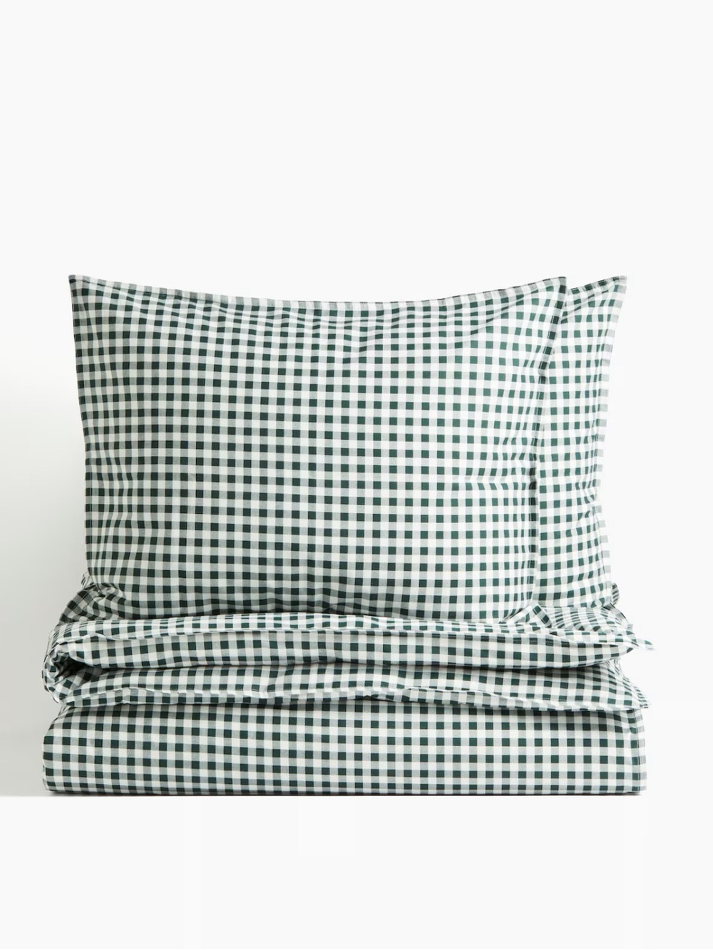 Green Gingham Cotton Duvet Cover Set king